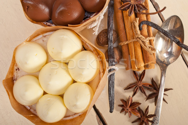 chocolate vanilla and spices cream cake dessert  Stock photo © keko64