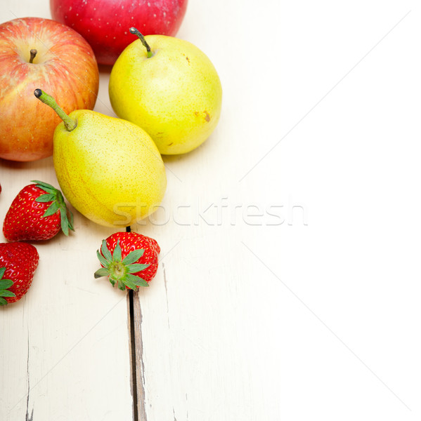 fresh fruits apples pears and strawberrys Stock photo © keko64