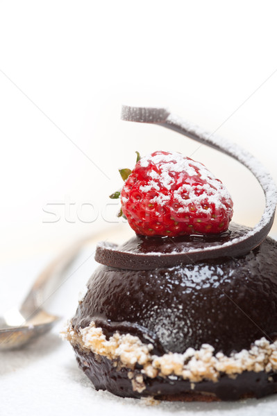 fresh chocolate strawberry mousse  Stock photo © keko64