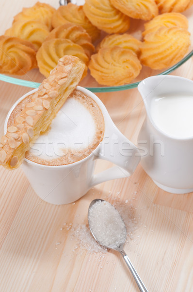 Stock photo: fresh breakfast coffee and pastry