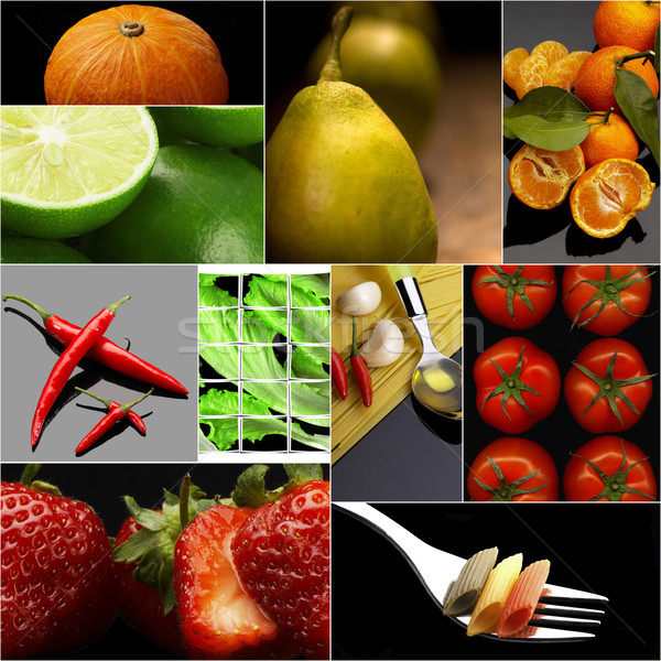 Foto stock: Orgánico · vegetariano · vegetariano · alimentos · collage · oscuro