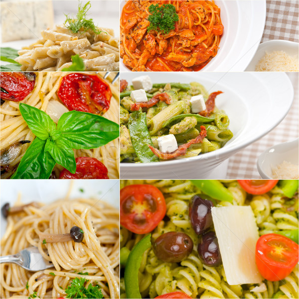 collection of different type of Italian pasta collage Stock photo © keko64