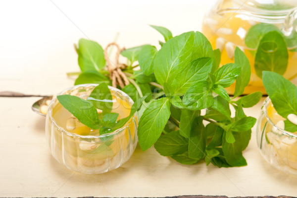 Arab traditional mint and pine nuts tea Stock photo © keko64