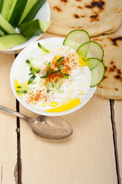 Arab middle east goat yogurt and cucumber salad  Stock photo © keko64