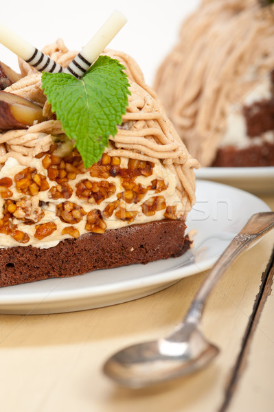 chestnut cream cake dessert Stock photo © keko64