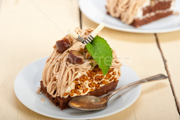 chestnut cream cake dessert Stock photo © keko64