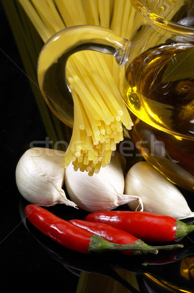 pasta garlic extra virgin olive oil and red chili pepper Stock photo © keko64