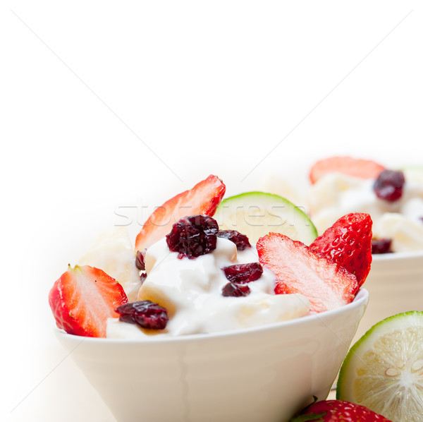 [[stock_photo]]: Fruits · yogourt · salade · saine · déjeuner · blanche