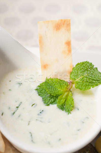 Greek Tzatziki yogurt dip and pita bread Stock photo © keko64