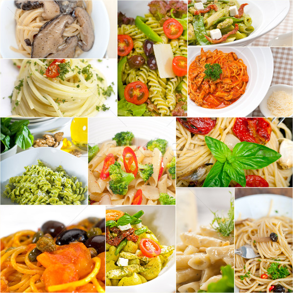 collection of different type of Italian pasta collage Stock photo © keko64