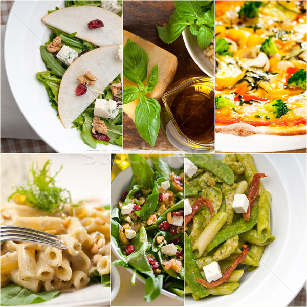 Zdjęcia stock: Zdrowych · smaczny · włoskie · jedzenie · kolaż · wegetariański · makaronu