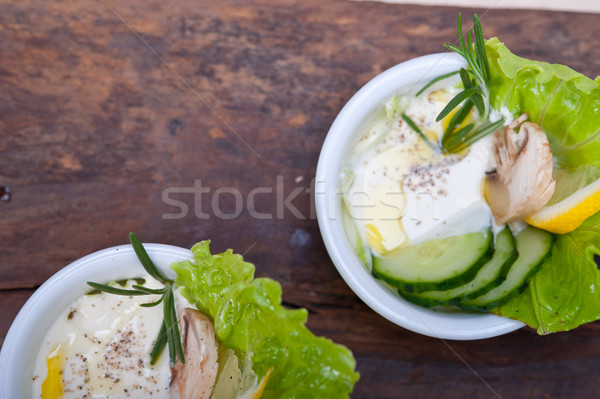 Taze sarımsak peynir salata organik Stok fotoğraf © keko64