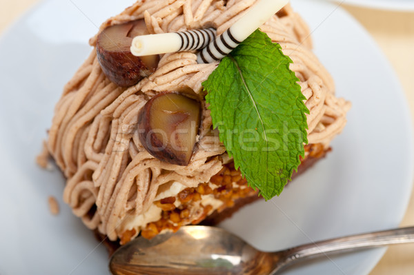 chestnut cream cake dessert Stock photo © keko64