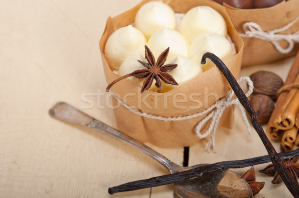 chocolate vanilla and spices cream cake dessert  Stock photo © keko64