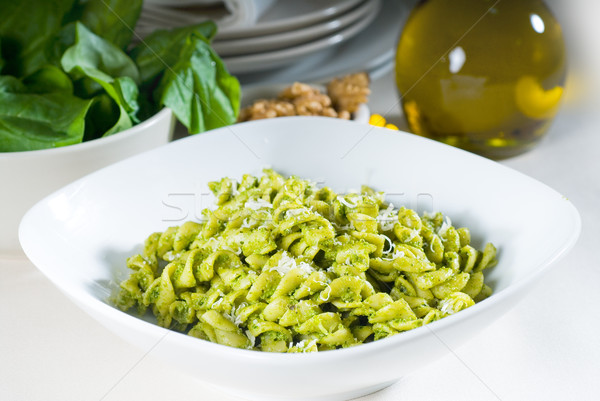 italian fusilli pasta and pesto Stock photo © keko64