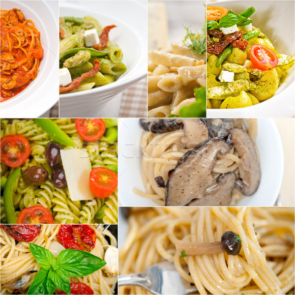 collection of different type of Italian pasta collage Stock photo © keko64