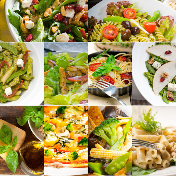 Gesunden lecker italienisches Essen Collage Vegetarier Pasta Stock foto © keko64