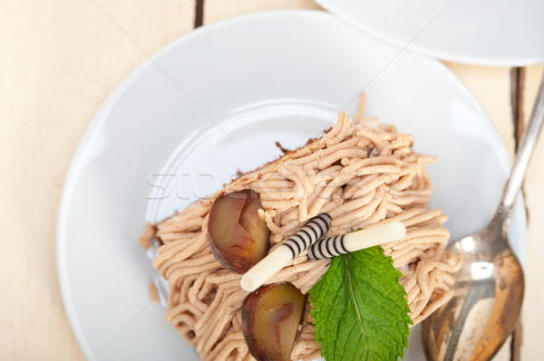 chestnut cream cake dessert Stock photo © keko64