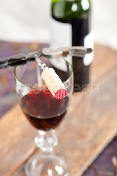 Stockfoto: Rode · wijn · proeverij · macro · hout · restaurant