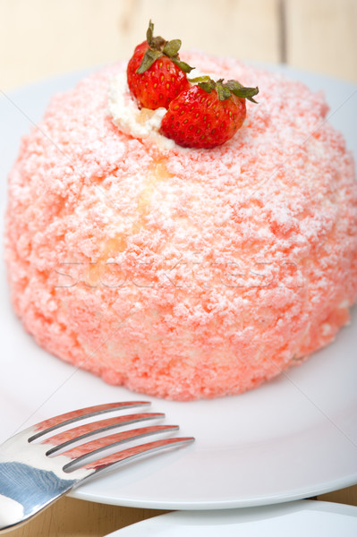 新鮮な イチゴ ホイップクリーム デザート ピンク マクロ ストックフォト © keko64