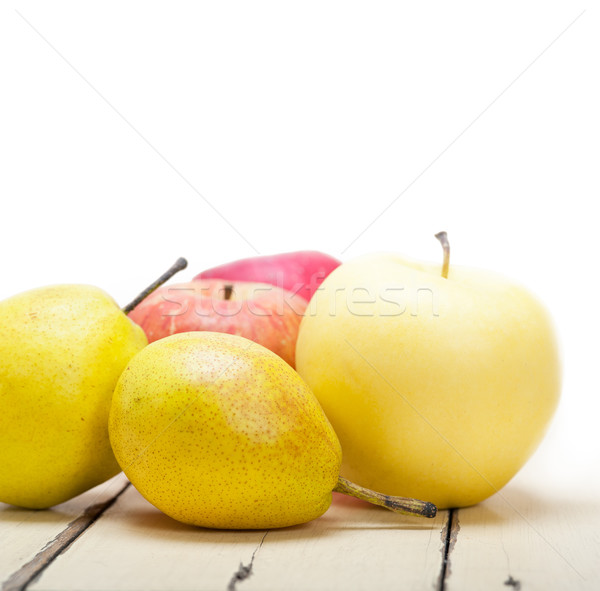 Frischen Früchte Äpfel Birnen weiß Stock foto © keko64