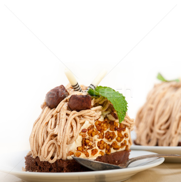 chestnut cream cake dessert Stock photo © keko64