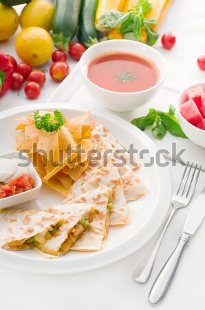 Orijinal Meksika nachos hizmet çorba karpuz Stok fotoğraf © keko64