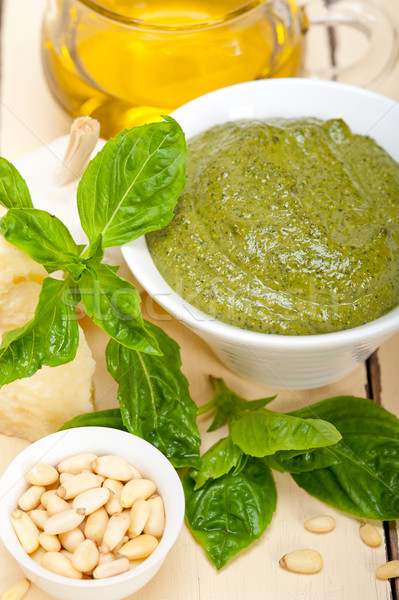 Foto stock: Italiano · manjericão · pesto · molho · ingredientes · tradicional