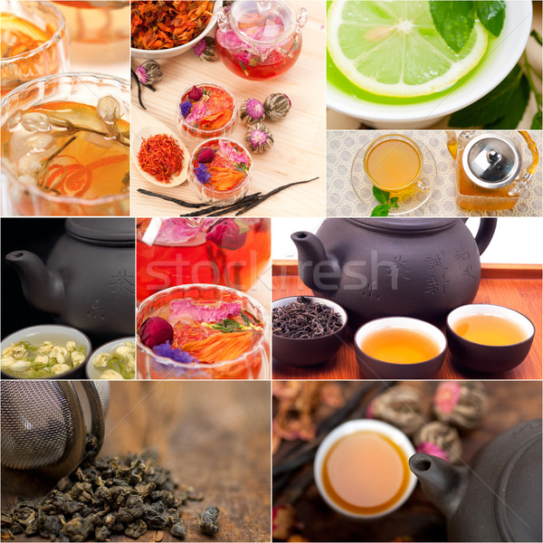 collection of different herbal tea infusion collage Stock photo © keko64