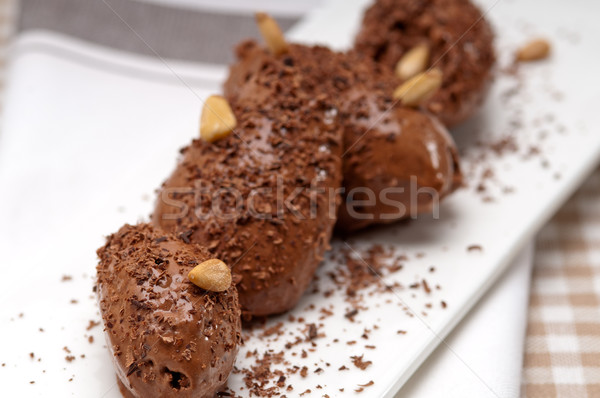chocolate mousse quenelle dessert Stock photo © keko64
