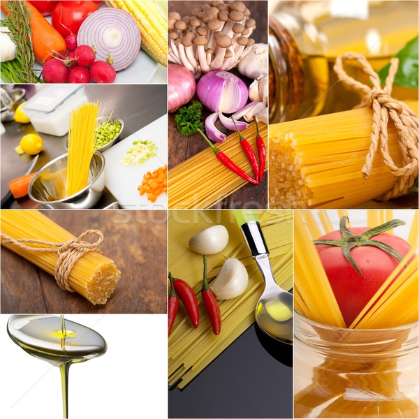 Gezonde vegetarisch veganistisch voedsel collage witte Stockfoto © keko64