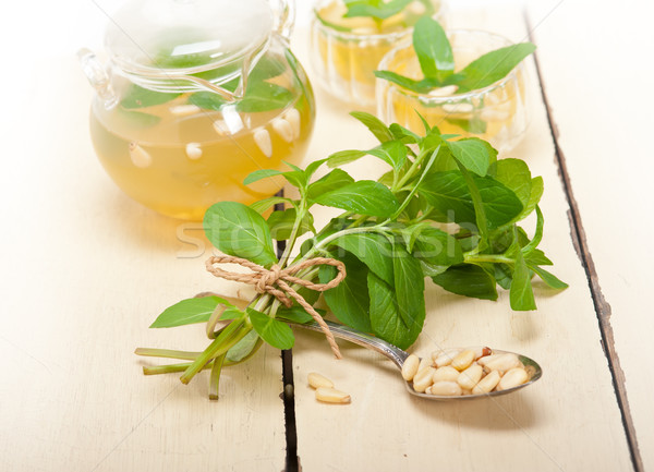 Arab traditional mint and pine nuts tea Stock photo © keko64