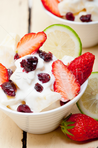 фрукты йогурт Салат здорового завтрак белый Сток-фото © keko64