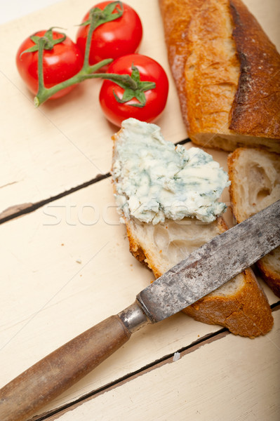 Stockfoto: Vers · schimmelkaas · frans · baguette · kerstomaatjes · kant