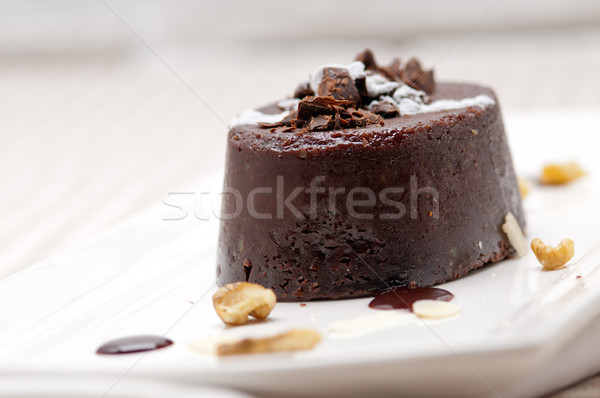 Frescos chocolate torta formación de hielo placa Foto stock © keko64
