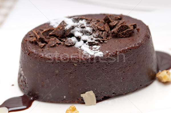 Stockfoto: Vers · chocolade · cake · icing · plaat