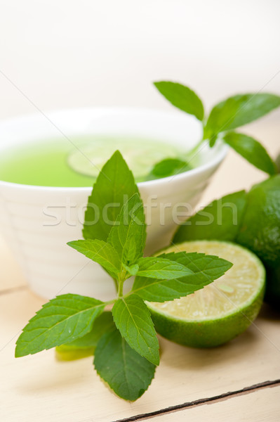 Stock photo: mint infusion tea tisane with lime