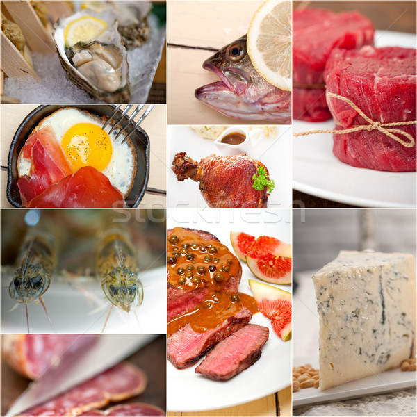 Alto proteína comida coleção colagem branco Foto stock © keko64