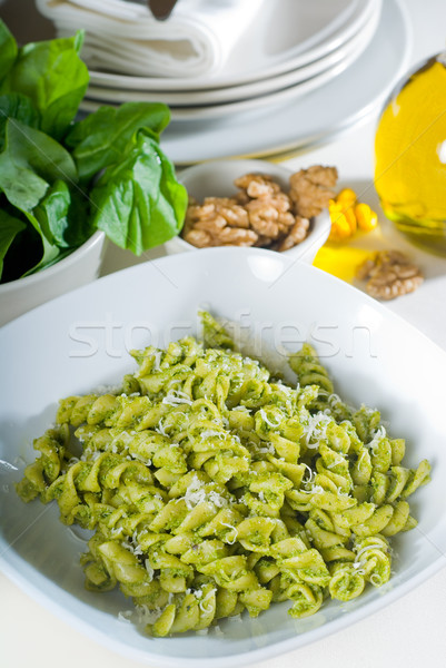 italian fusilli pasta and pesto Stock photo © keko64