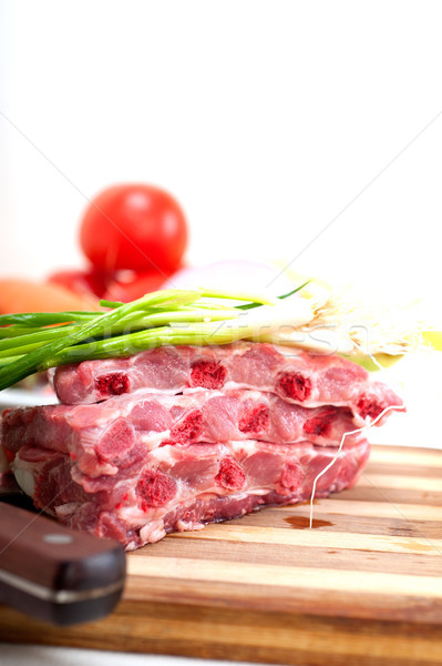 Photo stock: Fraîches · porc · côtes · légumes · herbes
