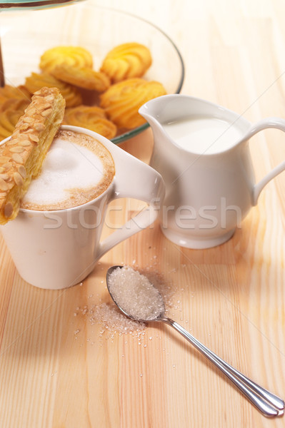 Stock photo: fresh breakfast coffee and pastry