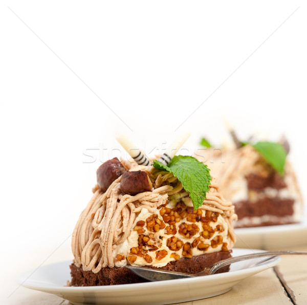 Kastanje room cake dessert vers gebakken Stockfoto © keko64
