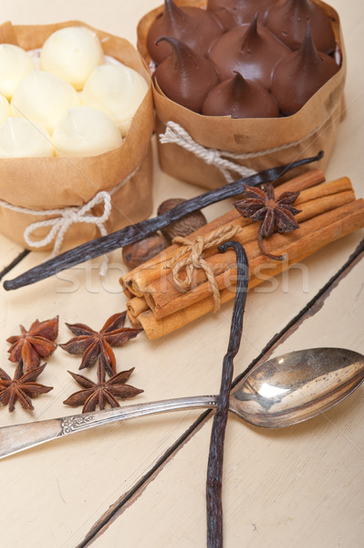 chocolate vanilla and spices cream cake dessert  Stock photo © keko64