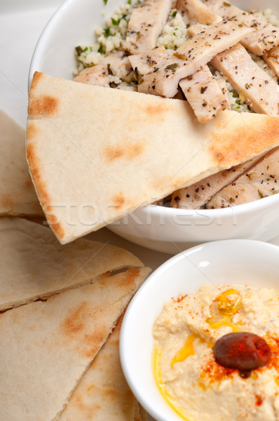 chicken taboulii couscous with hummus Stock photo © keko64
