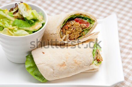 Stock photo: falafel pita bread roll wrap sandwich