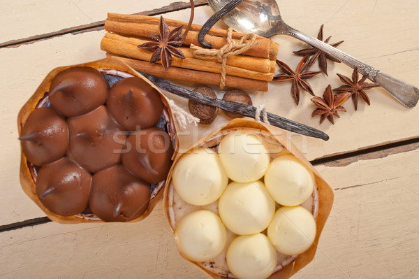chocolate vanilla and spices cream cake dessert  Stock photo © keko64