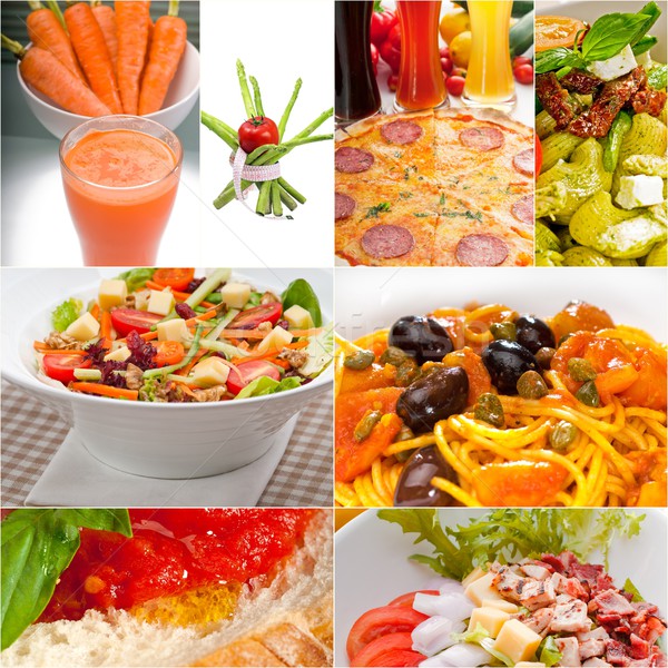 Gezonde vegetarisch veganistisch voedsel collage witte Stockfoto © keko64