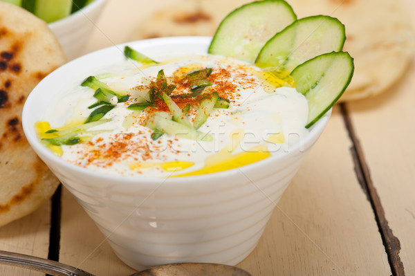 Arab middle east goat yogurt and cucumber salad  Stock photo © keko64