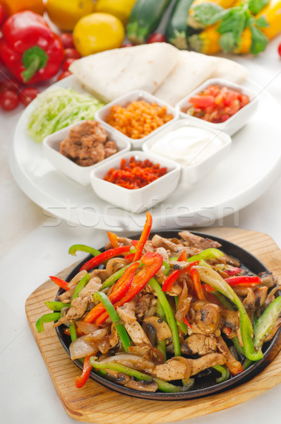 original fajita sizzling hot  on iron plate Stock photo © keko64