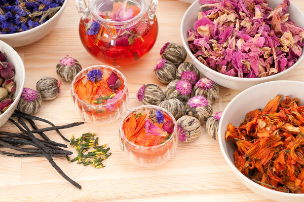 Stock photo: Herbal natural floral tea infusion with dry flowers